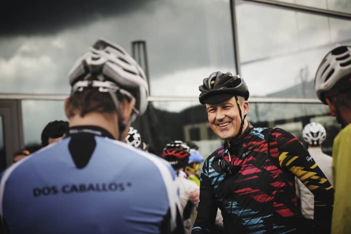 Canyon founder Roman Arnold as a biker instead of a businessman.
