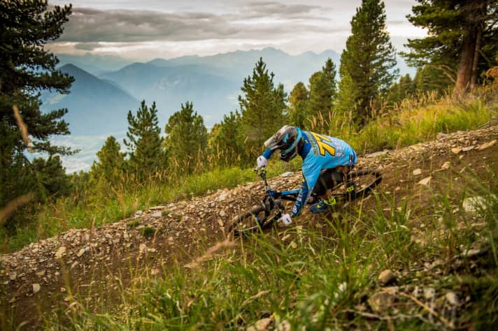   On the road in the bike park with the Nox DHR.