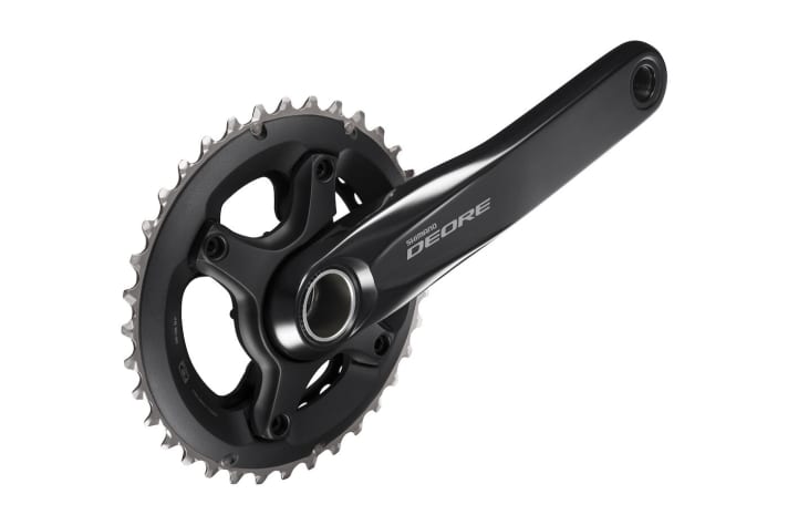   There will be three double cranks of the new Shimano Deore, all with a jump of ten teeth.
