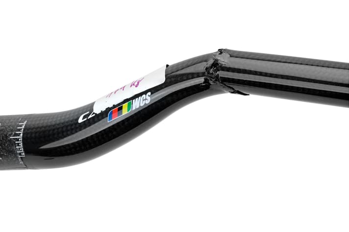   Broken carbon mountain bike handlebars