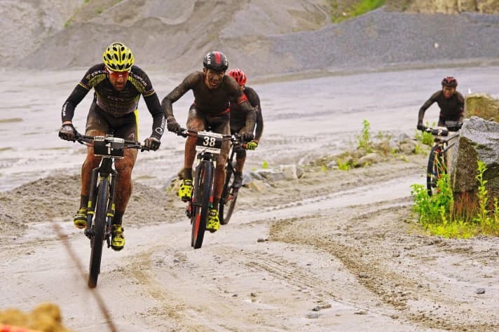   Alban Lakata (left) on his way to the Austrian championship title.