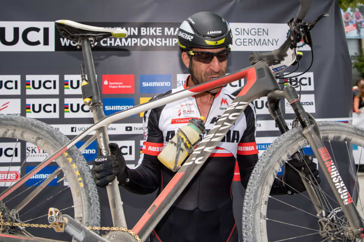  Alban Lakata at his last of the three marathon world championship titles in Singen 2017.