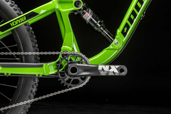 Angetrieben wird das Yuma mit der Sram GX-Gruppe mit 1x11 Gängen. Damit sind durch die große Bandbreite auch längere Touren kein Problem.