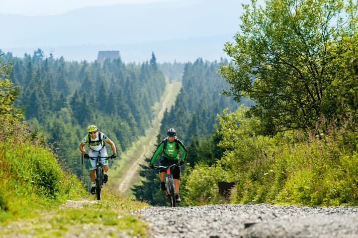   600 metres in altitude in one go: the longest climb on the Stoneman circuit on the Fichtelberg.