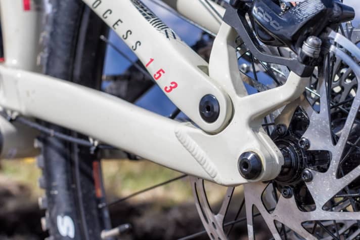   The rear triangle has a 12x148mm bolt-on thru axle.