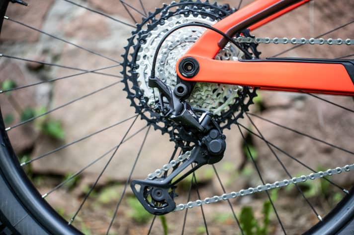   Depending on the configuration (1x or 2x), you will need a rear derailleur with a slightly longer or shorter cage.
