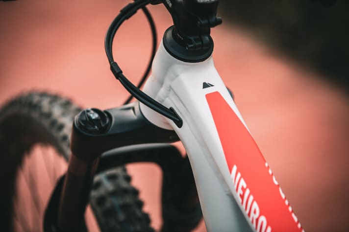 The shift and brake lines are routed inside the aluminium main frame.