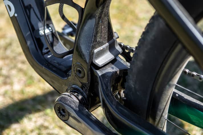   A plastic cover keeps splash water and dirt away from the bearings.