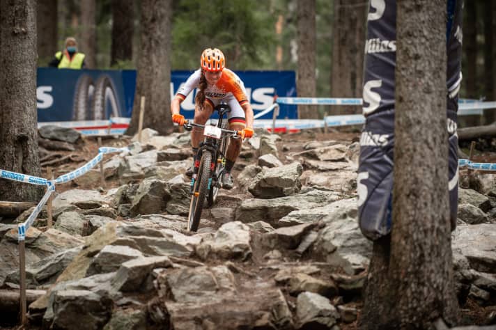   Tick it off and carry on: Elisabeth Brandau didn't really find her way into the race after breaking down on the first lap.