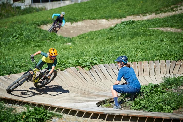   Here the little ones learn the correct position on the bike, while the older ones can try out things like the correct cornering technique.