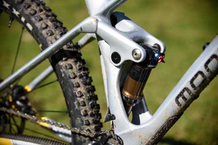   Clean: The bearings at the top of the seat stay can only be reached from the inside and are therefore better protected from dirt. Overall, Mondraker relies on enduro bearings for more durability.