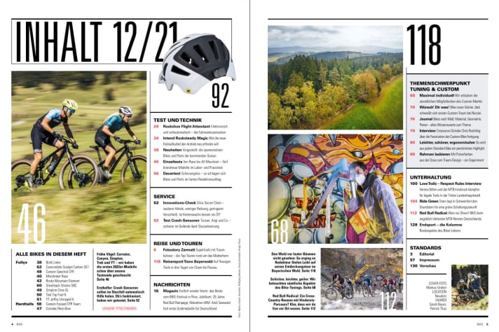 Inhalt: 11 Bikes im Test und der große Themenschwerpunkt Tuning & Custom – jetzt in BIKE 12/2021.