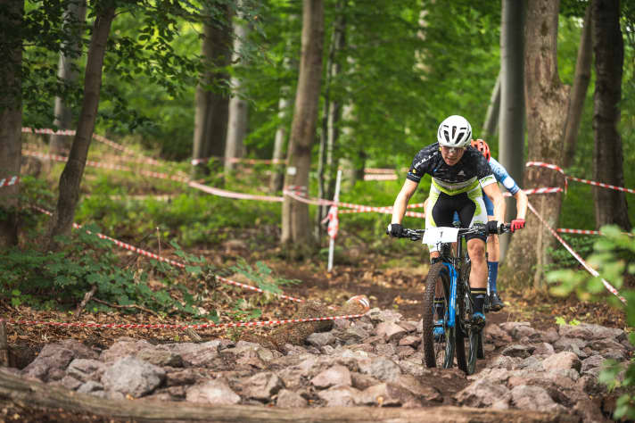 Dennis Krimmel im Rockgarden der XCO-Strecke in Bad Tabarz.