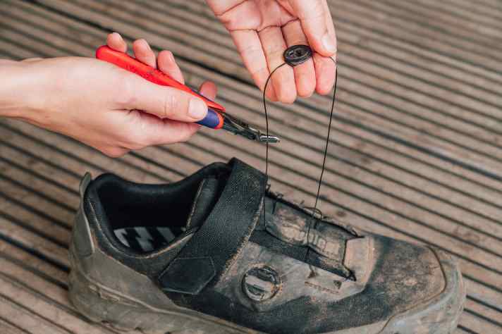 It is best to cut off the old laces with a small pair of pliers