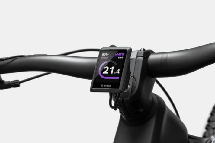 The Kiox 300 from Bosch is emblazoned above the stem and provides the user with information.