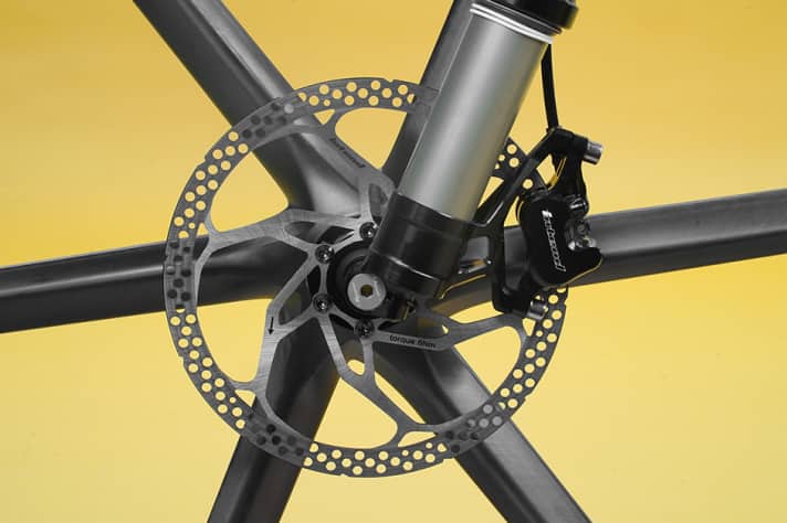 Die Bremsen am Prototypen kommen von Intend und werden in Deutschland gefertigt.