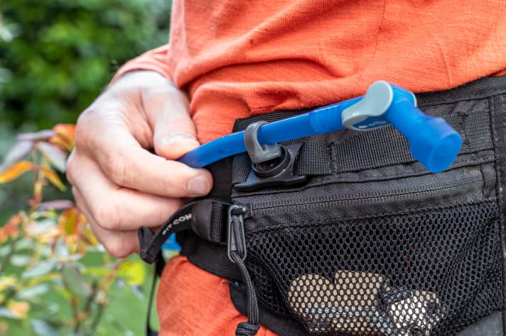 Hydration bladder? That works too. There's even an optional magnetic clip on the hydration bladder.
