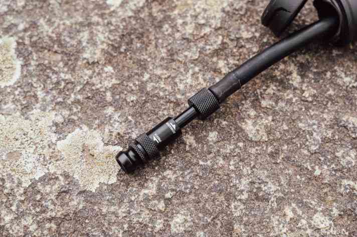 Great solution: the pump head serves both Presta and Schrader valves without the need for annoying conversions