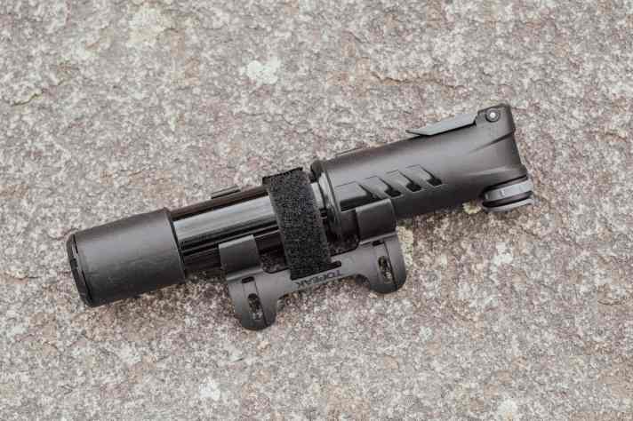 The Topeak can be mounted next to the bottle cage using the supplied frame mount