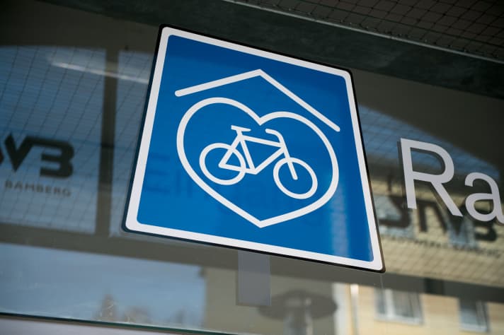 Bicycle car park - easily recognisable by this sign