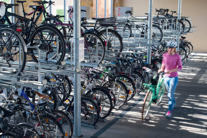 Double decker: The bikes can usually be parked on two levels to save space.