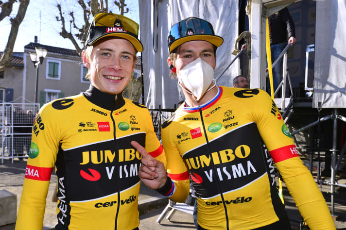 Coéquipiers chez Jumbo-Visma : Jonas Vingegaard (à gauche) et Primoz Roglic 