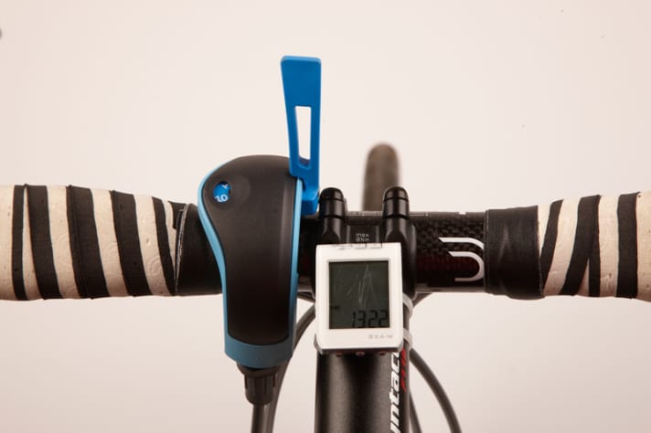   Gute Lösung: Tacx liefert als einziger Hersteller einen ergonomischen Hebel 