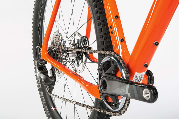   Das 1 x 11-Getriebe des Open U.P. bietet ein großes Übersetzungs­spektrum mit großen Gangsprüngen. Es passen auch Zweifach-Kurbeln