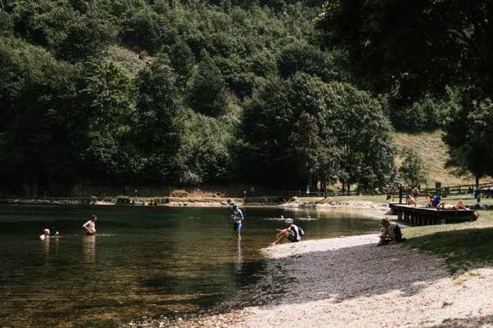 Cool your feet, yes, but don't jump in: swimming in the lake harbours risks when you're overheated from exertion and heat