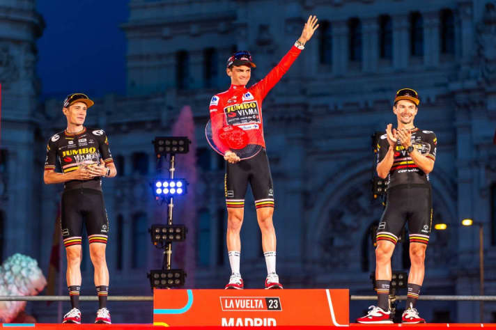 Das Team Jumbo-Visma gewann 2023 alle drei Grand-Tours, bei der Vuelta waren sogar nur Fahrer des niederländischen Teams auf dem Podest