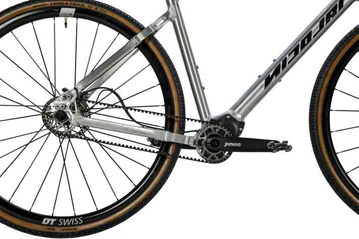 The Pinion C1.12i drivetrain with Gates Carbon belt is the centrepiece of the new Nicolai Argon GX GPI.