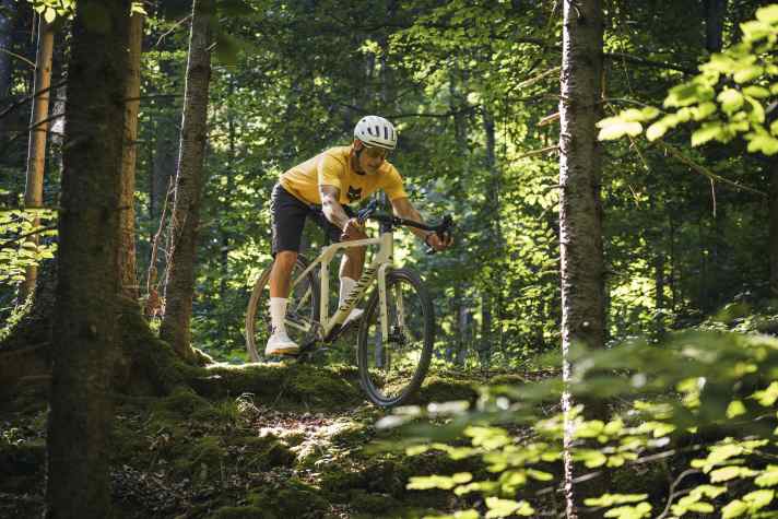 The Canyon Grizl CF 7 off-road. The wide handlebars help with this.