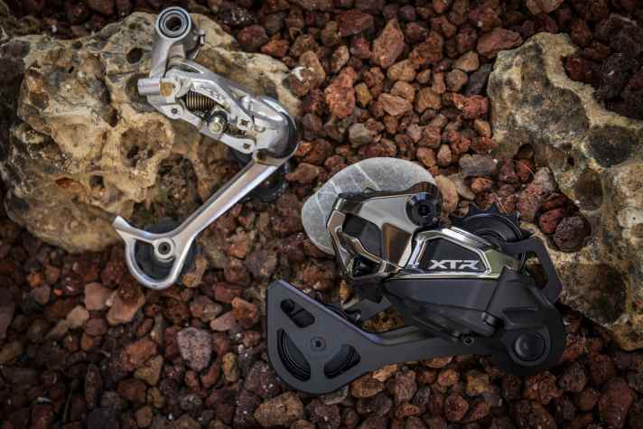 Shimano derailleurs from 1982 and 2025: Even children today could probably name the modern product.
