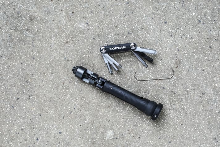 The Topeak tool is limited in terms of equipment due to the limited installation space