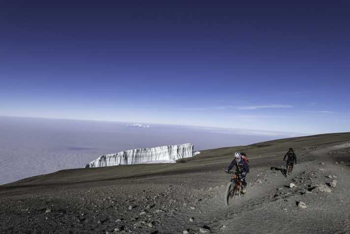 The Southern Iceshield looks like a mirage in the black lava sand.
