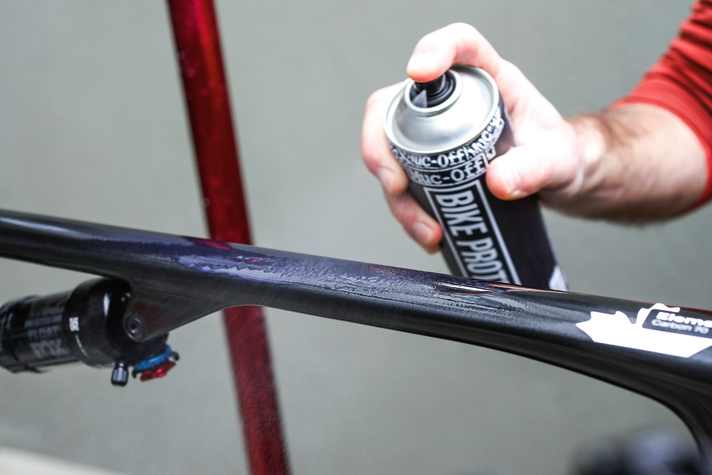 If you want to be really precise, you can treat the frame with a protective spray. This makes it harder for dirt to adhere