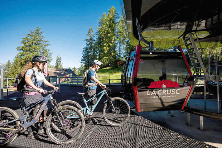 For the ramps in the Dolomites, you either have to be fit or simply buy a lift ticket. Bikers are allowed to ride almost everywhere.