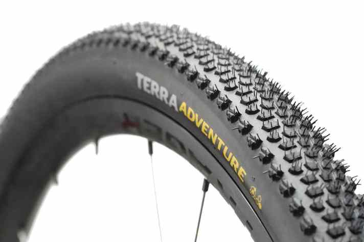 Adventurer: The Terra Adventure is Conti's somewhat snappier gravel tyre with a coarser tread.