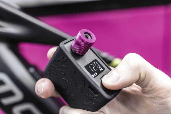 Pumping powerhouse for your jersey pocket: the AirMach Electric Mini Inflator from Muc-Off