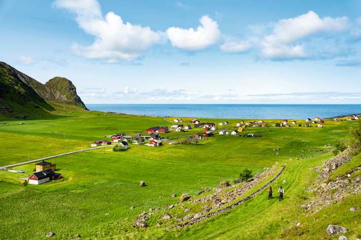 Unstad is a paradise for cold-water surfers. The wind is not quite so ideal for bikers, but if you can sleep in a hut right on the beach...?