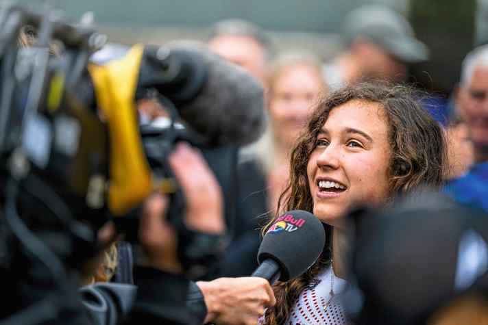 Louise Ferguson nach ihrem Red Bull Hardline Debut.