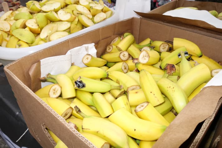 The classic at the marathon refreshment counters: bananas.