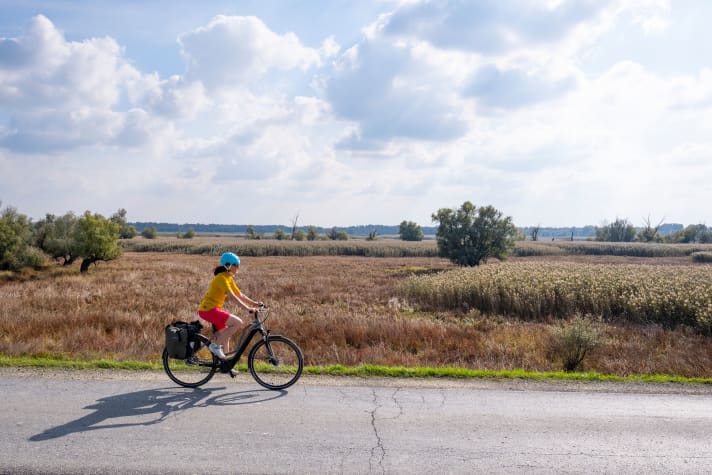 Many areas along the Amazon of Europe cycle path are protected. They would be too marshy for intensive farming anyway.
