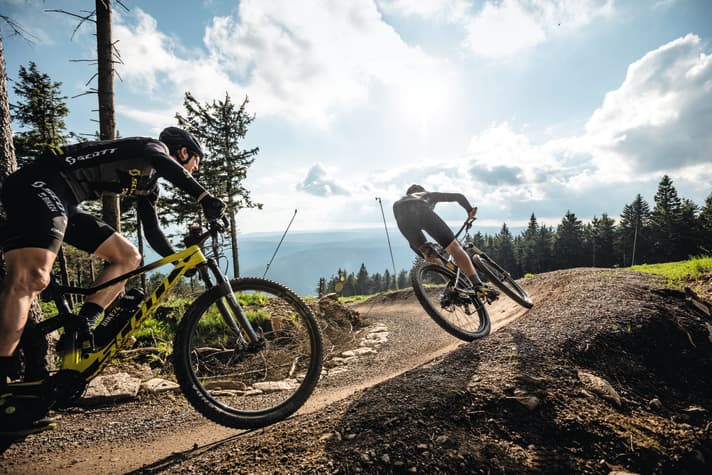 The Klínovec bike park already has a few trail-building pros at work.