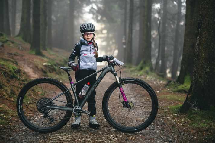 Ten-year-old Lara and her Scott Scale cross-country hardtail.