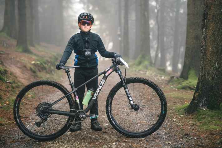 Twelve-year-old Luca and his VPace Matz Carbon 29 C children's mountain bike.