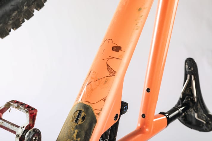 The colour (yum gum) was polarising. Cool, said some. Pimple cream colour, said others. There is no alternative to the GX model. If you prefer a more discreet colour, you have to buy the NX model (light blue). Price: 4699 €. Clever option: customised protective films pimp the bike design.