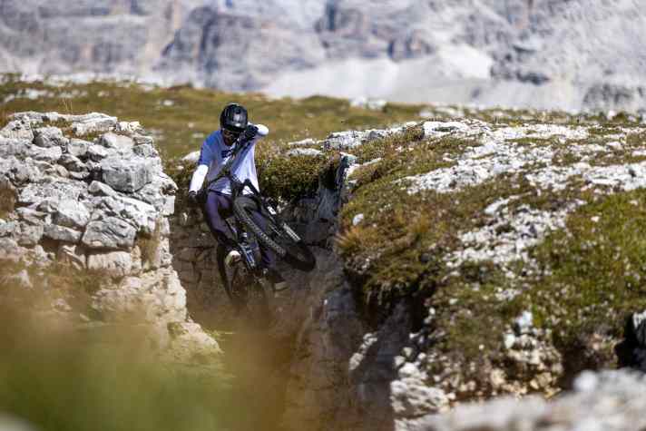 Biking in the trenches: Kilian Bron on ground steeped in history.