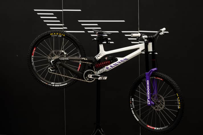 Specially made for this: Troy's Canyon Sender CFR downhill racer in anniversary livery.