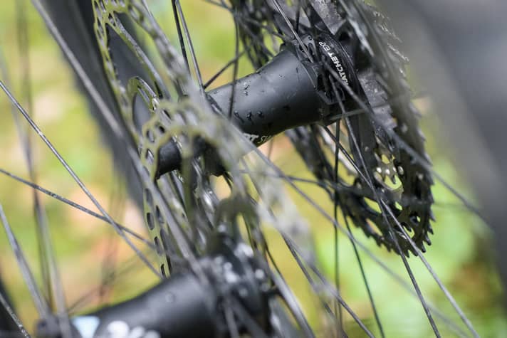 Ratchet EXP Freilauf, Naben und Speichen: All das ist beim LS größer dimensioniert als bei einem Laufradsatz für Mountainbikes ohne Motor.
